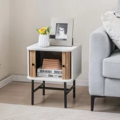 Tangkula Set Of 2 Nightstand Compact Modern End Side Table W/ Sliding Doors -Tangkula GUEST 24927002 0bae 4110 90a1 d15498dcf08d