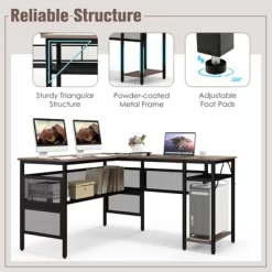 Tangkula L Shaped Desk With Charging Station 55” Reversible Corner Computer Desk With Mesh Storage Shelves CPU Stand 2 Person Gaming Desk -Tangkula GUEST 24e62a6d 01a6 4e2d 8a88 996089410241