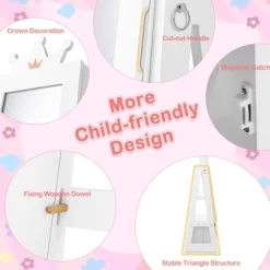Tangkula Kids Jewelry Cabinet With Full-Length Mirror Drawer 2 Adjustable Tilt Angles -Tangkula GUEST 254c7db2 3520 4913 9c00 ff1010e475f6