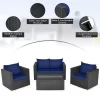 Tangkula Set Of 4 Patio Rattan Conversation Furniture Set Outdoor Wicker Sofa Set With Padded Cushion & Tempered Glass Coffee Table Navy 1 Tangkula Set Of 4 Patio Rattan Conversation Furniture Set Outdoor Wicker Sofa Set With Padded Cushion & Tempered Glass Coffee Table Navy -Tangkula GUEST 25aa8d23 fc92 4478 b533 d90d117bbb17