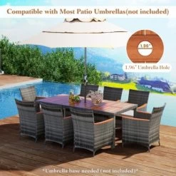 Tangkula 9PCS Patio Rattan Furniture Dining Set Acacia Wood Table Cushioned Chair For Outdoor -Tangkula GUEST 25bc4257 9f2f 4553 a5cc 639a93756118