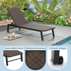 Tangkula PE Wicker Patio Chaise Lounge Chair, Outdoor 4-Position Recliner With Wheels, Outdoor Reclining Chair Mix Brown -Tangkula GUEST 2677898a 2a84 4076 954a 3bbbca3e712b