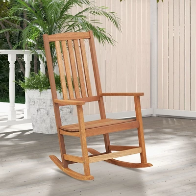 Tangkula 2PCS Rocking Chair High-Back Outdoor Rocker W/ Smooth Rocking Base For Backyard 4 Tangkula 2PCS Rocking Chair High-Back Outdoor Rocker W/ Smooth Rocking Base For Backyard - Image 2