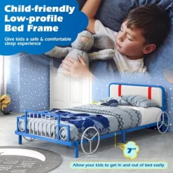 Tangkula Twin Size Kids Bed Frame Car Shaped Metal Platform Bed W/ Upholstered Headboard 14 Tangkula Twin Size Kids Bed Frame Car Shaped Metal Platform Bed W/ Upholstered Headboard -Tangkula GUEST 26c29bca 1d1d 4116 94ca c367e35ac4f8