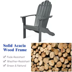 Tangkula 2PCS Wooden Classic Adirondack Chair Lounge Chair Outdoor Patio Grey -Tangkula GUEST 26d937ca 1af8 41e9 9225 0b35732afe28