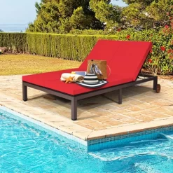 Tangkula Adjustable Patio Rattan 2 Person Recliner Lounge Chair W/ Red Cushion Wheel 14 Tangkula Adjustable Patio Rattan 2 Person Recliner Lounge Chair W/ Red Cushion Wheel -Tangkula GUEST 2728197d d731 4c38 a4e0 dbdea00f8777