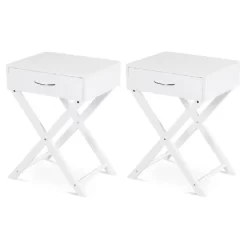 Tangkula 2PCS Modern Versatile Nightstand X-shape Wooden End Table With Drawer Accent Side Table For Bedroom Black/White -Tangkula GUEST 2731c675 0969 45d0 97e0 3b1ebf614f38