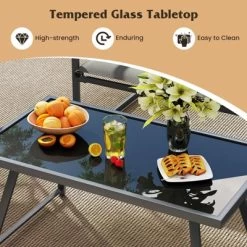 Tangkula 4 Piece Patio Furniture Set Outdoor Metal Conversation Set W/ Padded Fabric Seat -Tangkula GUEST 276e7f1f 977e 46fa 97f1 9333fa2adab0