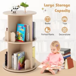 Tangkula Kids Rotating Bookshelf Round Spinning Corner Bookcase W/Bear Baffles Coffee -Tangkula GUEST 278e036b 3c52 4a4b b4ab 66542e0250a1