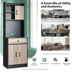 Tangkula 3-Door 71" Kitchen Buffet Pantry Storage Cabinet W/Hutch Adjustable Shelf 15 Tangkula 3-Door 71" Kitchen Buffet Pantry Storage Cabinet W/Hutch Adjustable Shelf -Tangkula GUEST 27c4907f 9f43 4741 8f63 1b6040f5da3c