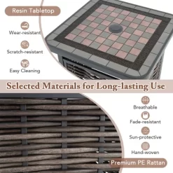 Tangkula 21.5 Inches Outdoor PE Rattan Side Table W/ Resin Tabletop Umbrella Hole 17 Tangkula 21.5 Inches Outdoor PE Rattan Side Table W/ Resin Tabletop Umbrella Hole -Tangkula GUEST 28560ba2 8d03 4f3b a93a 3588eb8f90a7