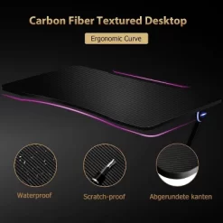 Tangkula Gaming Desk With LED 43.5-Inch Racing Style Computer Desk With Z-Shaped Metal Frame & Carbon Fiber Desktop Ergonomic -Tangkula GUEST 286931f3 44da 4709 b156 14cbebff89ce