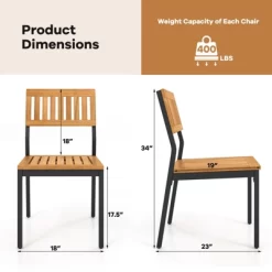 Tangkula Patio Dining Chair Set Of 4 Outdoor Armless Chairs W/Metal And Acacia Wood Frame All-Weather Bistro Chairs -Tangkula GUEST 288d4934 329f 4ca8 a435 04090ac6c6e9