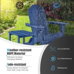 Tangkula 2 PCS Patio Folding Adirondack Chair Side Table Cup Holder HDPE Navy -Tangkula GUEST 28aa823f 32fb 40a1 9f3b 17f34173a009
