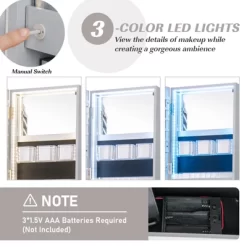 Tangkula 360° Rotating Mirrored Jewelry Cabinet Armoire 3 Color LED Modes Lockable Gray 17 Tangkula 360° Rotating Mirrored Jewelry Cabinet Armoire 3 Color LED Modes Lockable Gray -Tangkula GUEST 28cfbd1b 53e7 4a6d 8701 bbe4cd76a4fa