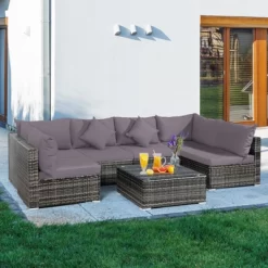 Tangkula 7 PCS Outdoor Patio Furniture Set All-Weather PE Rattan Sofa Set W/Coffee Table & Cushions 21 Tangkula 7 PCS Outdoor Patio Furniture Set All-Weather PE Rattan Sofa Set W/Coffee Table & Cushions -Tangkula GUEST 292d15ad c02e 4d81 a5cb 91e5fc5bc47e