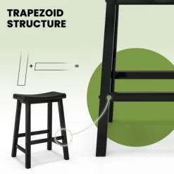 Tangkula Set Of 4 Saddle Bar Stools Counter Height Dining Chairs W/ Wooden Legs Black 14 Tangkula Set Of 4 Saddle Bar Stools Counter Height Dining Chairs W/ Wooden Legs Black -Tangkula GUEST 294609fa b5fb 4c7a b1a3 8bd5acac4fc1