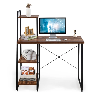 Tangkula Computer Desk Industrial Wood Study Desk W/Storage Shelf Writing Table Workstation Natural/Brown 8 Tangkula Computer Desk Industrial Wood Study Desk W/Storage Shelf Writing Table Workstation Natural/Brown - Image 6