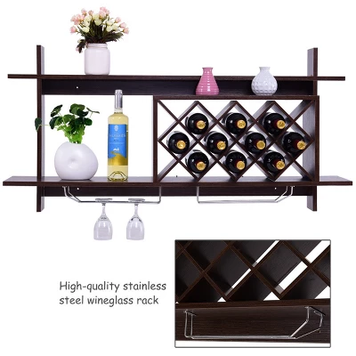 Tangkula Wall Mount Drinks Rack Organizer With Glass Holder & Storage Shelf Home Decoration 6 Tangkula Wall Mount Drinks Rack Organizer With Glass Holder & Storage Shelf Home Decoration - Image 4