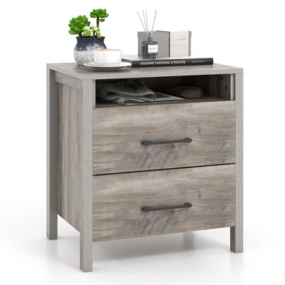 Tangkula 2 PCS Nightstand W/ 2 Drawers Farmhouse Bed Side Table W/ Open Storage Shelf 11 Tangkula 2 PCS Nightstand W/ 2 Drawers Farmhouse Bed Side Table W/ Open Storage Shelf - Image 9