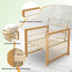 Tangkula 3PCS Patio Acacia Wood PE Wicker Furniture Set W/ Soft Seat & Back Cushions 18 Tangkula 3PCS Patio Acacia Wood PE Wicker Furniture Set W/ Soft Seat & Back Cushions -Tangkula GUEST 2a5296ca a5af 4388 980b 522f1371532b