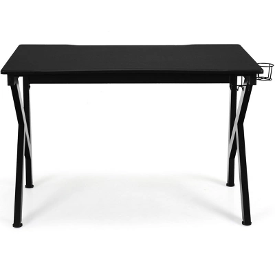 Tangkula K-Shape Gaming Desk Computer PC E-Sports Table W/ Cup Holder Hook Black 7 Tangkula K-Shape Gaming Desk Computer PC E-Sports Table W/ Cup Holder Hook Black - Image 5