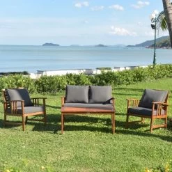 Tangkula 4pcs Wooden Patio Furniture Set Table & Sectional Sofa Garden -Tangkula GUEST 2a93f2dd d572 4a62 904c f35da62dc3a0