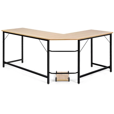 Tangkula L-shaped Computer Desk Corner Office Laptop Game Table Black/Natural 7 Tangkula L-shaped Computer Desk Corner Office Laptop Game Table Black/Natural - Image 5