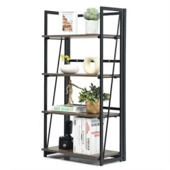 Tangkula 4 Tiers Folding Bookshelf Home Office Industrial Bookcase Standing Shelving Unit For Decorations & Storage -Tangkula GUEST 2b072fda a8b9 496b bf9d 73a9c3f959b0