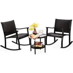 Tangkula 3-Piece Wicker Rocking Bistro Set Outdoor Conversation Set With Coffee Table 12 Tangkula 3-Piece Wicker Rocking Bistro Set Outdoor Conversation Set With Coffee Table -Tangkula GUEST 2b84eb83 f581 4ea1 9811 d15a81d10d60