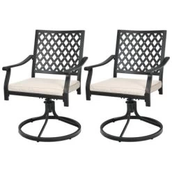 Tangkula 2/4 PCS Patio Swivel Dining Chairs Kitchen Garden Metal Armchairs W/Cushions -Tangkula GUEST 2b9dd3b9 de4d 4c9c bbcb bea1bd9b6379
