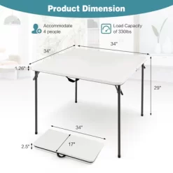 Tangkula Folding Camping Table Portable Picnic Table With All-Weather HDPE Tabletop Metal Frame & Carry Straps White/Gray -Tangkula GUEST 2bb5a6b9 6185 4b09 9258 c70d37e99b93