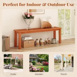 Tangkula Outdoor Solid Wood Bench Backless Dining Bench W/ Slatted Seat 18 Tangkula Outdoor Solid Wood Bench Backless Dining Bench W/ Slatted Seat -Tangkula GUEST 2bc0e4e4 306c 4728 9c12 6abf5e4768b5