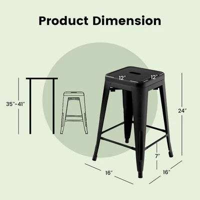 Tangkula 24" Set Of 4 Tolix Style Barstool Counter Height Metal Bar Stool Stackable Chair Black 5 Tangkula 24" Set Of 4 Tolix Style Barstool Counter Height Metal Bar Stool Stackable Chair Black - Image 3