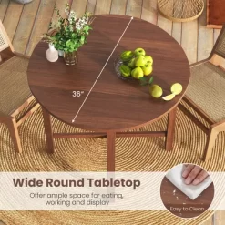 Tangkula 36" Foldable Kitchen Table Round Dining Table W/Solid Rubber Wood Legs -Tangkula GUEST 2bfaecd4 f5d8 4d94 87ce 68ce868b259a