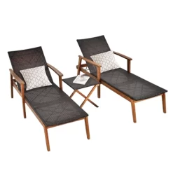 Tangkula 3PCS Chaise Lounge Set 4-Level Folding Chaise Lounge Adjustable Outdoor Beach With Wicker Side Table 21 Tangkula 3PCS Chaise Lounge Set 4-Level Folding Chaise Lounge Adjustable Outdoor Beach With Wicker Side Table -Tangkula GUEST 2c707019 3c4d 4557 b4ef db524b95b8e8