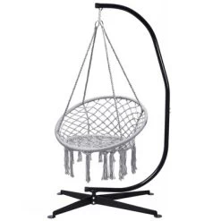 Tangkula Hammock Chair Hanging Cotton Rope Macrame Swing Chair W/ Stand Gray 21 Tangkula Hammock Chair Hanging Cotton Rope Macrame Swing Chair W/ Stand Gray -Tangkula GUEST 2ccb6151 4968 43c9 8163 ac08f23b1bf3