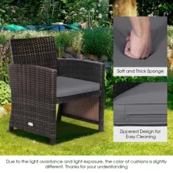 Tangkula 3 Pieces Outdoor PE Wicker Bistro Set With Waterproof Cover For Porch Balcony Garden And Poolside, Red/Off White/Grey/Turquoise -Tangkula GUEST 2cd6bbcb 6128 4ba6 829d 0fd53c866314