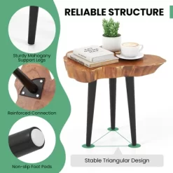 Tangkula Teak Wood End Table Solid Live Edge Outdoor Side Table W/ Irregular Tabletop -Tangkula GUEST 2d127e55 8dcf 4ba7 aa2e 414cca996b91