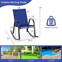 Tangkula 4 PCS Patio Rocking Chair Outdoor Ergonomic Rockers W/ Breathable Fabric Seat Navy -Tangkula GUEST 2d58124c 9851 4b00 8ed1 e25f5b961fc4