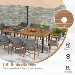 Tangkula 8-Person Dining Table 79" W/ 1.9" Umbrella Hole Acacia Wood Adjustable Foot Pads 17 Tangkula 8-Person Dining Table 79" W/ 1.9" Umbrella Hole Acacia Wood Adjustable Foot Pads -Tangkula GUEST 2d7dca3f 89a8 4952 b2b4 3c29bd65c373