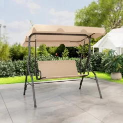 Tangkula 3-Person Swing Chair Porch Swing Seat W/ Adjustable Canopy Removable Cushion -Tangkula GUEST 2d89434a 0a7f 4661 932e 06795ec9995b