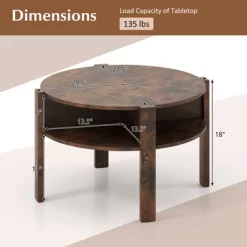 Tangkula 29.5" 2-Tier Round Coffee Table W/ Storage 4 Shelves Faux Wooden Top -Tangkula GUEST 2db830b3 9058 4de8 a2db 4898ae1ecaa6