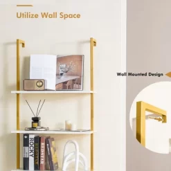 Tangkula 5 Tier Ladder Shelf 71" Open Wall-Mounted Bookcase With Golden Steel Frame 14 Tangkula 5 Tier Ladder Shelf 71" Open Wall-Mounted Bookcase With Golden Steel Frame -Tangkula GUEST 2e0aed98 6425 4502 832f 0c0bade4287a