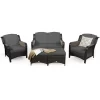 Tangkula 5PCS Rattan Patio Conversation Sofa Furniture Set Outdoor W/ Grey Cushions