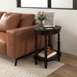 Tangkula 2-Tier End Table Oval Compact Sofa Side Nightstand W/ Storage Shelf -Tangkula GUEST 2e73de8f d7f0 4cfb 9ff5 78febb700549