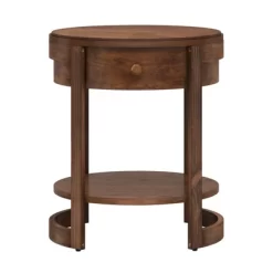 Tangkula 2PCS Nightstand W/ Shelf & Wood Grains Drawer Round End Table For Living Room -Tangkula GUEST 2e7bbfdf dfa3 42ed 80cc a2435d368120