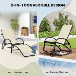 Tangkula 2PCS 2-in-1 Outdoor Rocking Chair Convertible Lounge Chair With 4-Position Adjustable Backrest Curved Armrests 15 Tangkula 2PCS 2-in-1 Outdoor Rocking Chair Convertible Lounge Chair With 4-Position Adjustable Backrest Curved Armrests -Tangkula GUEST 2f01cafb cf90 46d0 a8d0 d36b338c662b