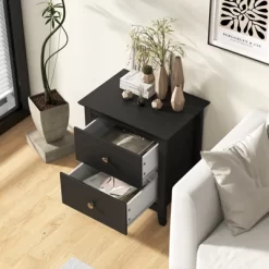 Tangkula 2PCS Modern Nightstand W/ Storage 2 Drawers & Support Legs For Bedroom Black 14 Tangkula 2PCS Modern Nightstand W/ Storage 2 Drawers & Support Legs For Bedroom Black -Tangkula GUEST 2f2fd57a 5393 46b6 aa0e 4820398409d7 1