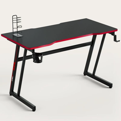 Tangkula Z-Shaped Ergonomic Gaming Desk With Headphone Hook Computer&Office Desk Blue/Red 12 Tangkula Z-Shaped Ergonomic Gaming Desk With Headphone Hook Computer&Office Desk Blue/Red - Image 10